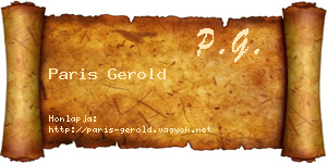 Paris Gerold névjegykártya